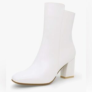 IDIFU Chic White Heeled Boots